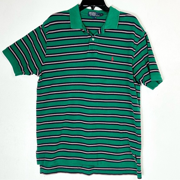 Polo Ralph Lauren | green multicolored striped polo shirt short sleeve red blue - Picture 1 of 16